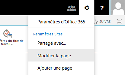 Modification d'une page SharePoint