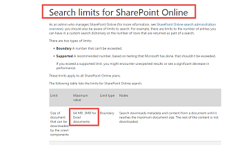 SharePoint Online / Office 365 search engine can't index Excel files bigger than 3 MB !!!
